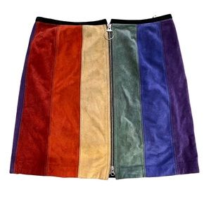 One of a kind Vintage rainbow leather skirt